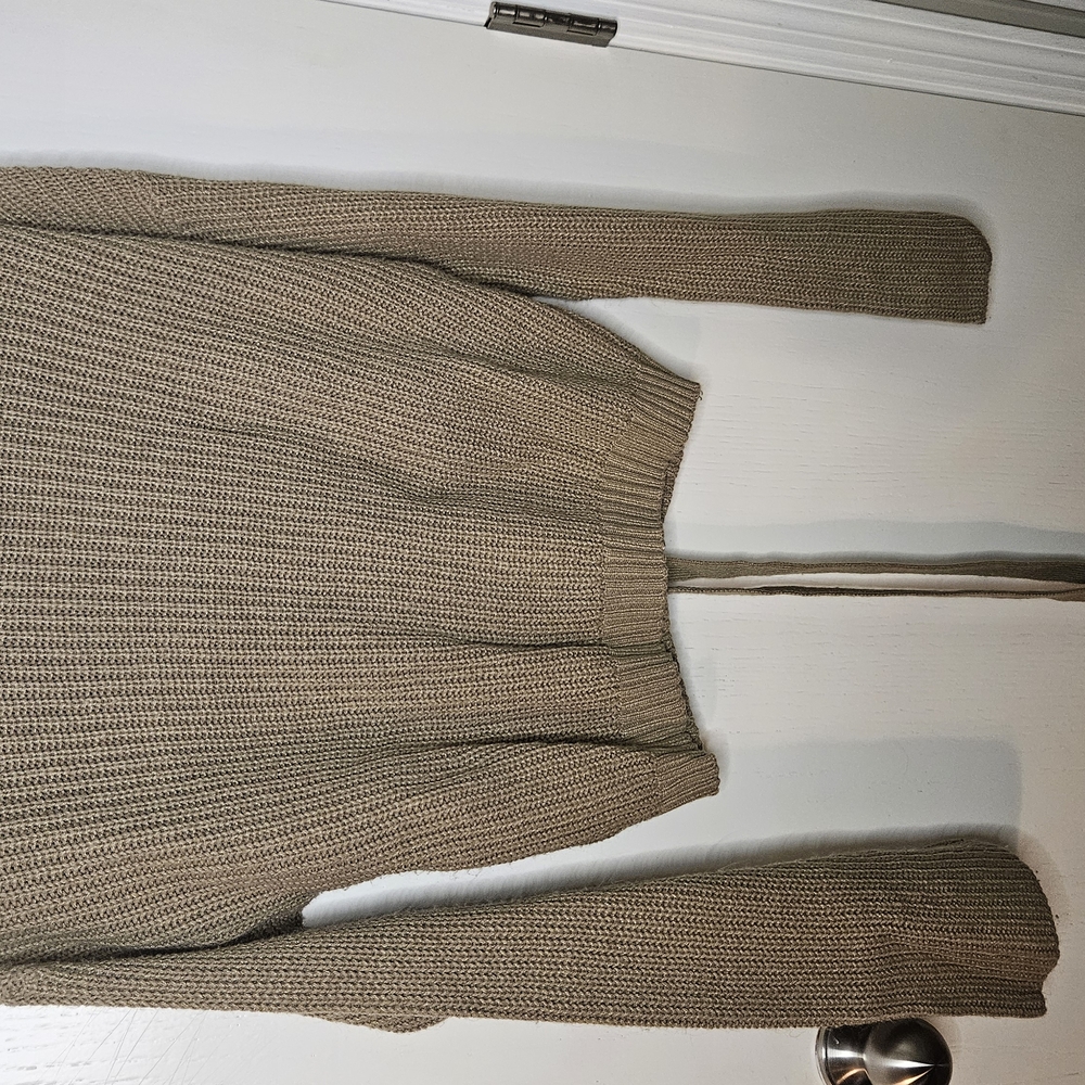 Poof! Tan Crewneck Ribbed Knit Sweater